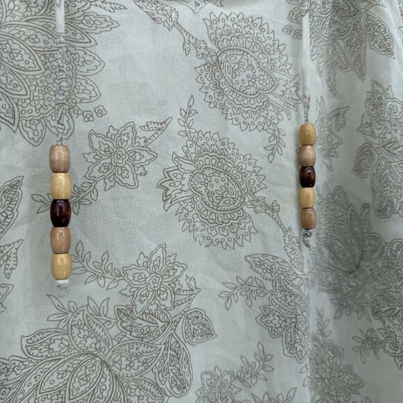 111 State Petite Silk Boho Sheer Floral Flowy Blouse Ruffle Size 14P - Picture 4 of 9